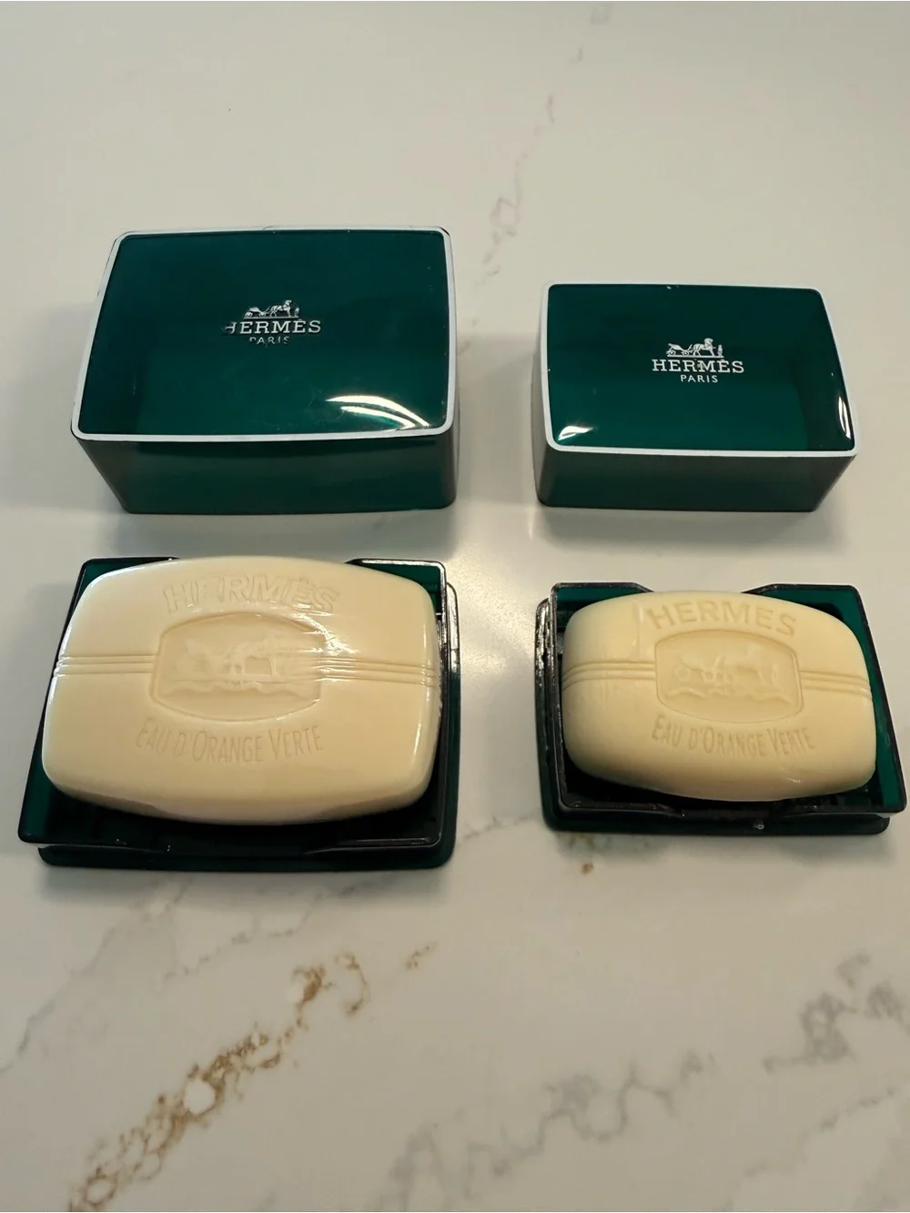 Hermès Green & Cream Eau d’Orange Verte Soap Set
